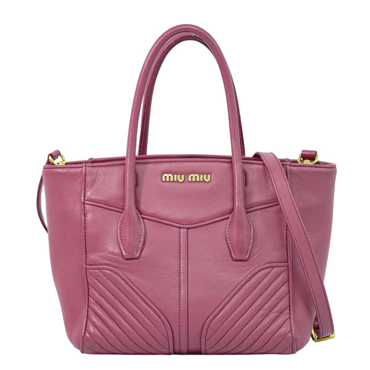 本物 ミュウミュウ MIU MIU レザー 2WAY ショルダーバッグ