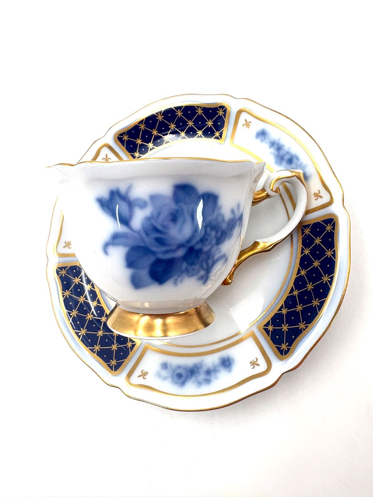 未使用保管品 大倉陶園 The Okura 皇室御用達 瑠璃 岡染め 金彩 ブルー