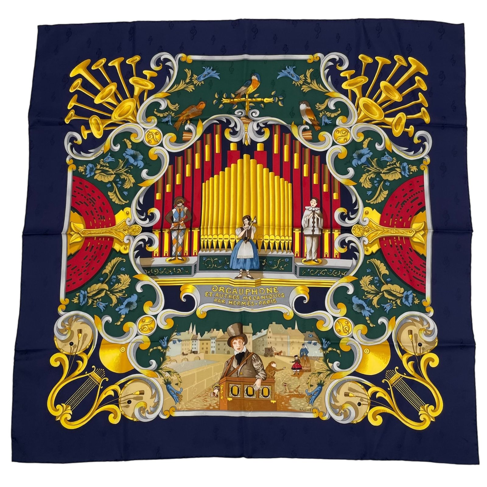 新品同様 HERMES エルメス スカーフ シルク100％ カレ90 ORGAUPHONE ET