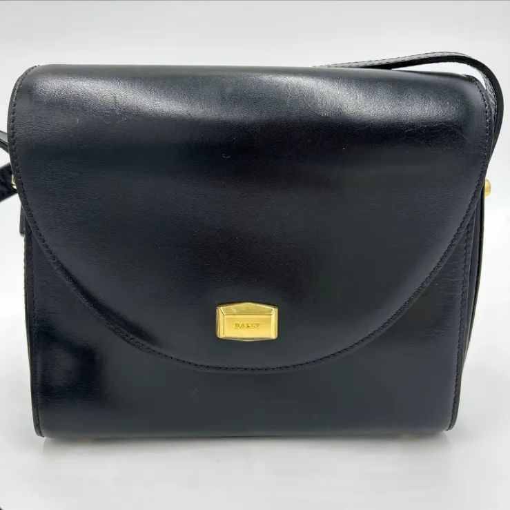 BALLY バリー ショルダーバッグ ゴールド金具 ブラック レザー 斜め