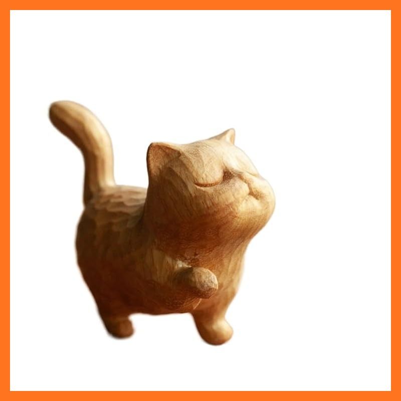 新品】 RIZES 猫 グッズ 彫刻 木彫り インテリア ミニチュア ガーデン