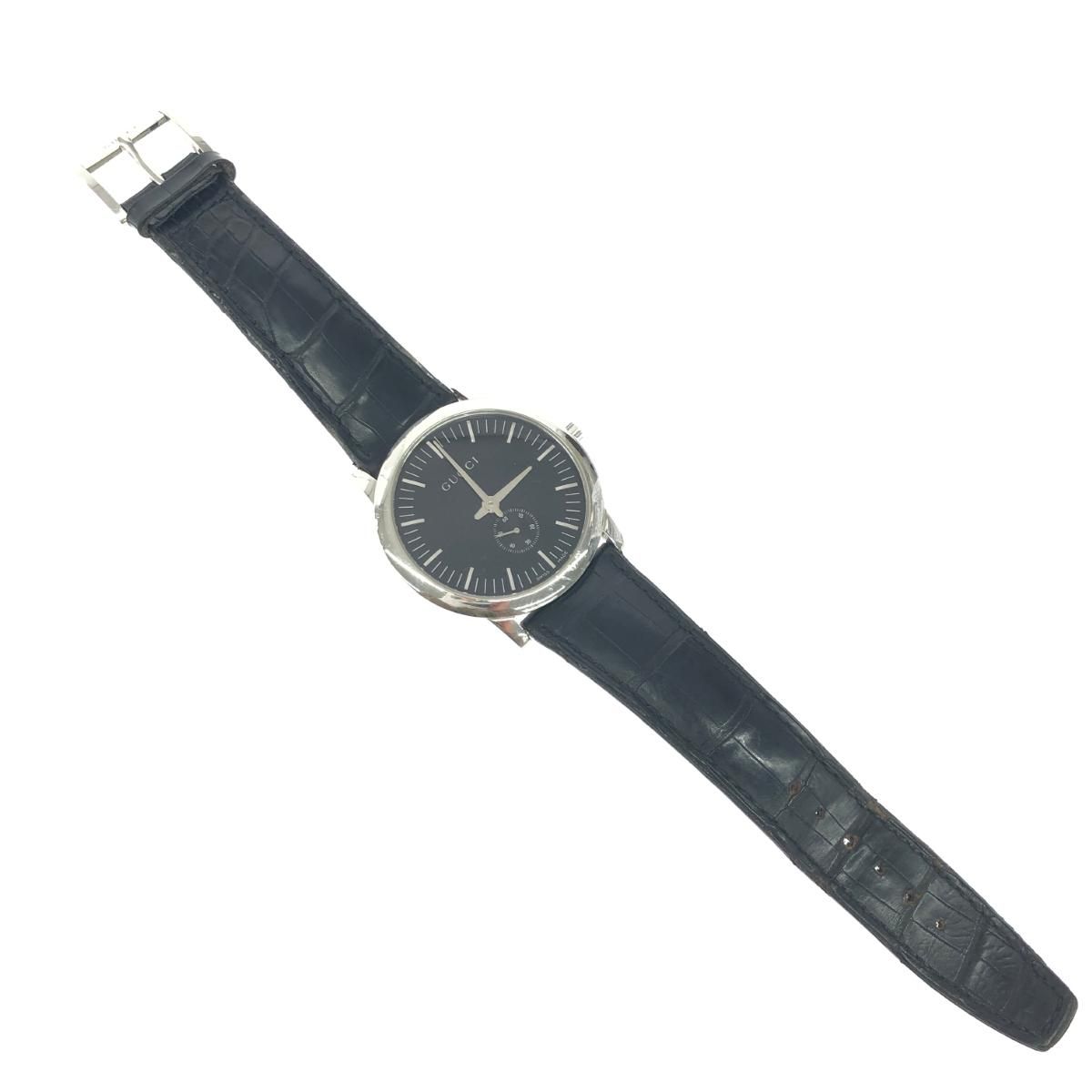 GUCCI グッチ 手巻き腕時計 スモセコ/クロコダイルレザー 5600M 