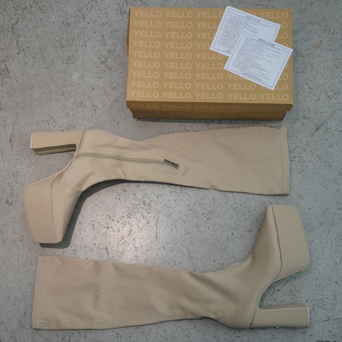 美品 YELLO イエロ CREMA CHUNKY HEEL LONG BOOTS チャンキー ヒール