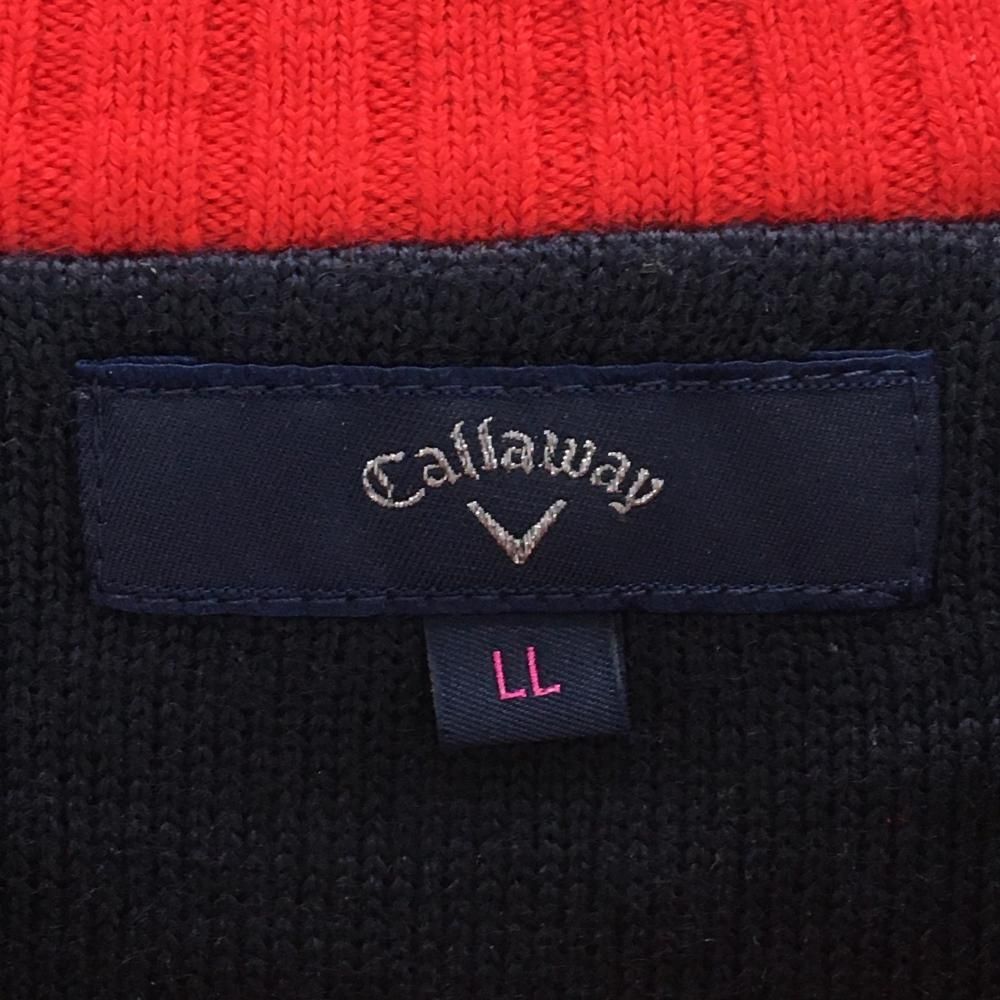 美品】キャロウェイ セーター ネイビー×レッド ボーダー ウール混