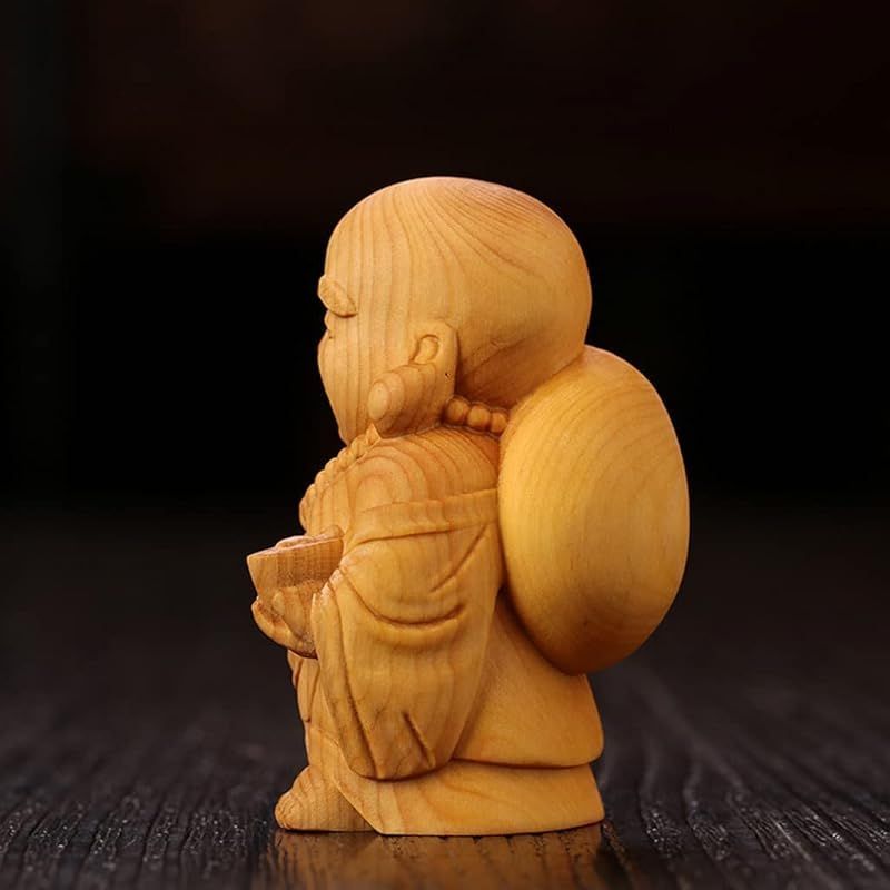 布袋様の根付 木彫 在銘 高さ6cm
