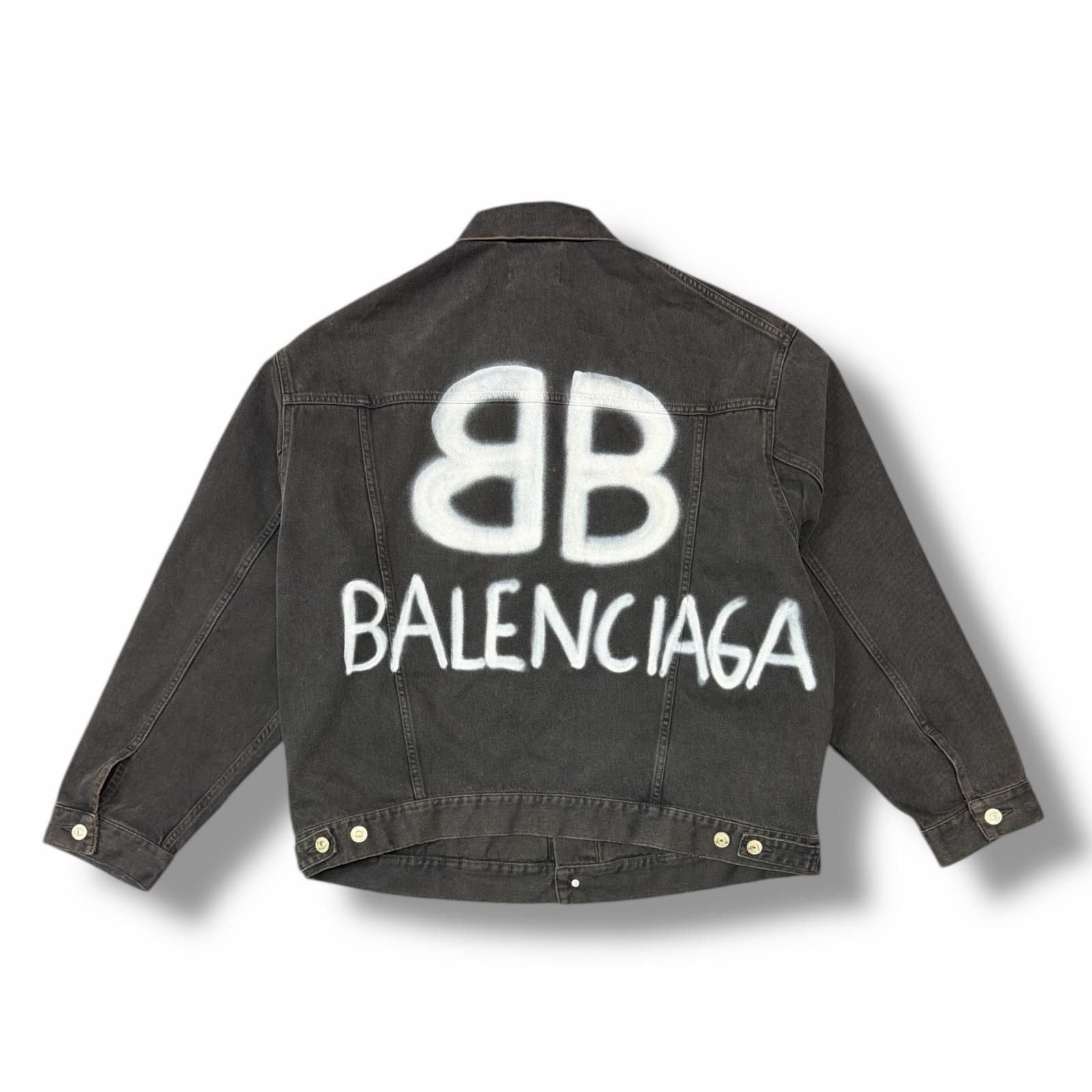 国内正規 BALENCIAGA Spray Paint BB Logo Denim Jacket スプレー