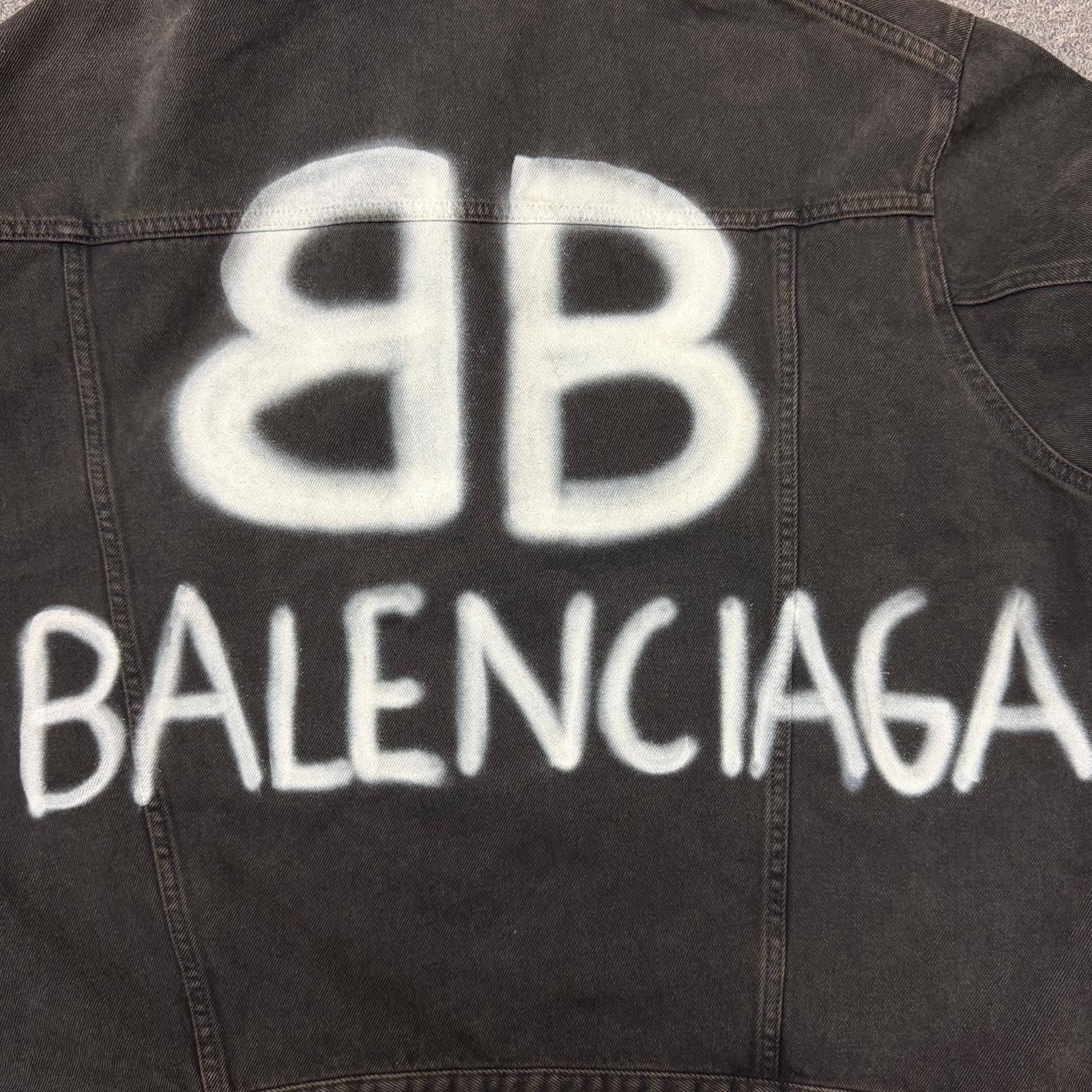 国内正規 BALENCIAGA Spray Paint BB Logo Denim Jacket スプレー