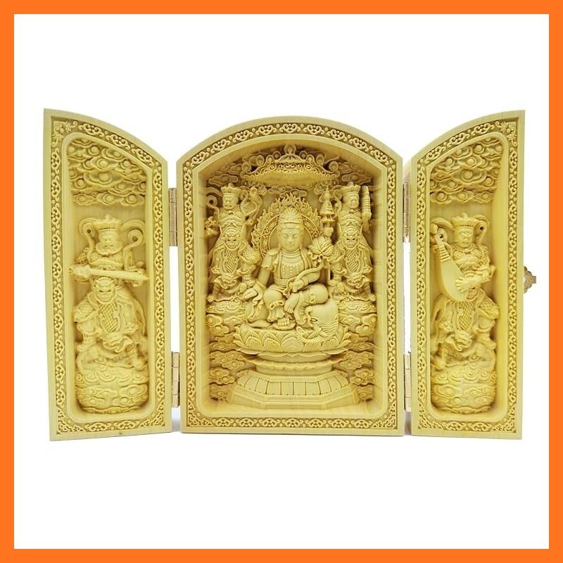 新品】 木彫り 仏像 【三開仏】（板形）【普賢菩薩】辰・巳年生まれ