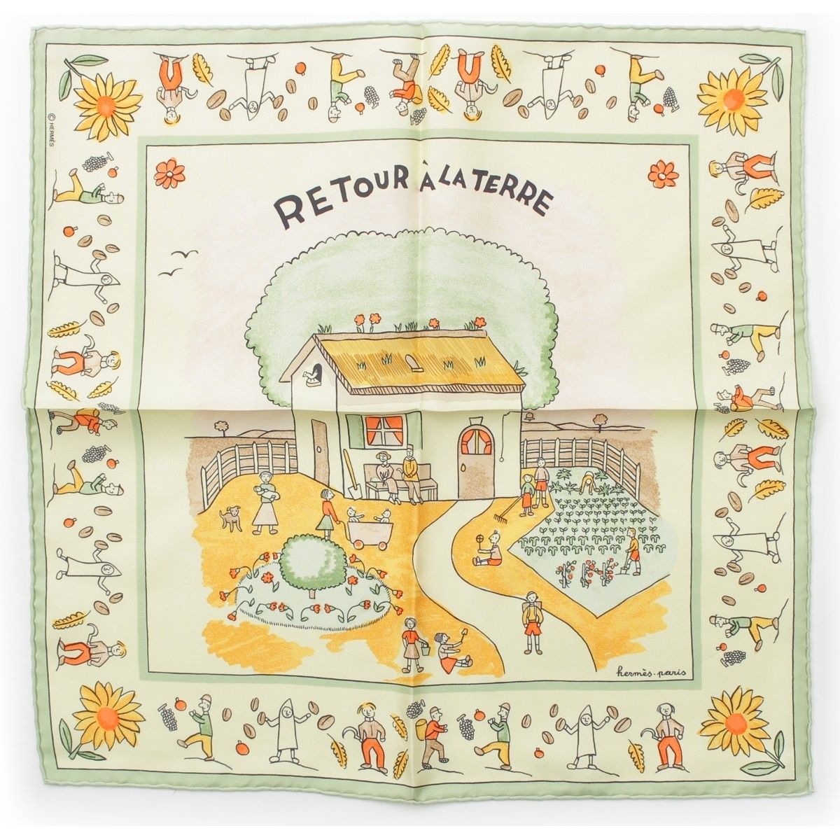 エルメス プチカレ45 シルク 故郷に帰る ガヴロッシュ スカーフ