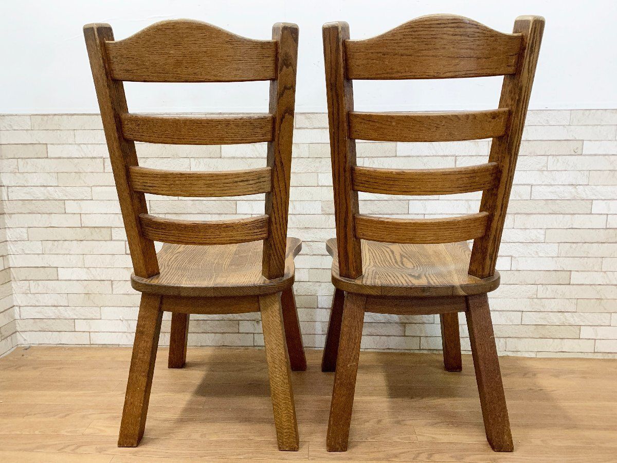◇オランダ家具ヴィンテージ 木製 ダイニングチェア 2脚セット オーク