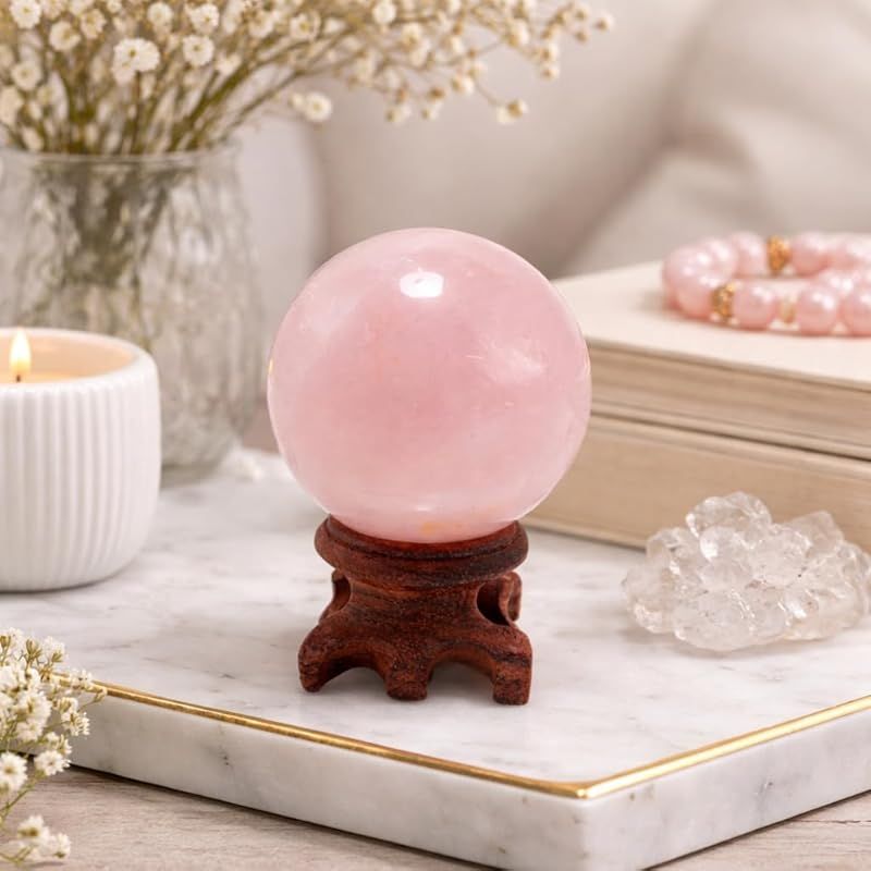 新品】 Polar Jade ローズクォーツ丸玉 開運 幸運 占い ヒーリング