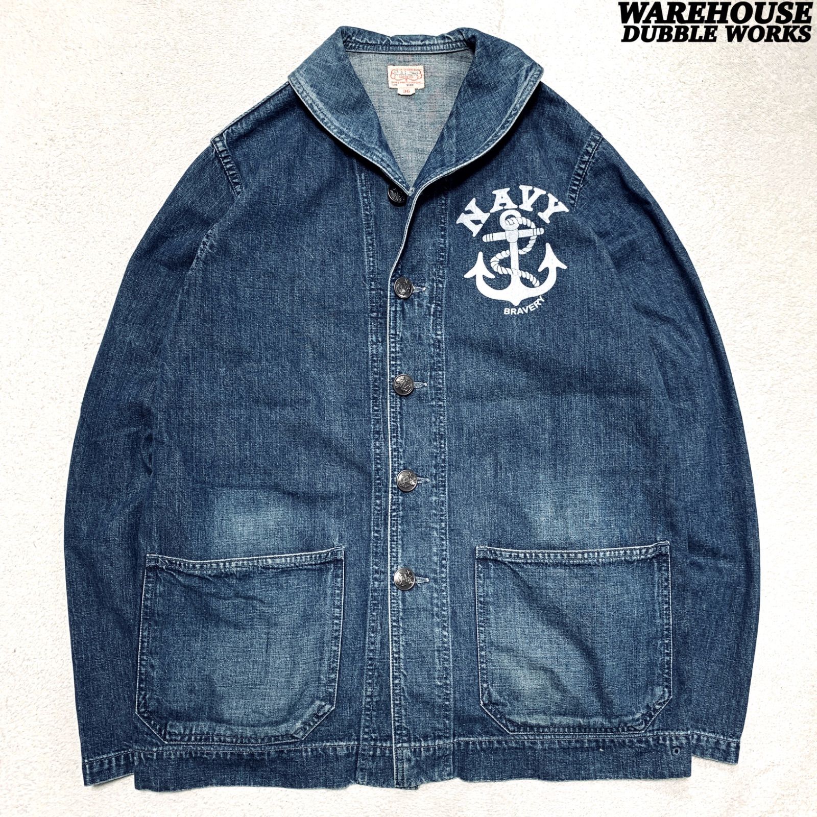 ダブルワークス カバーオール ウエアハウス 38 WAREHOUSE / DUBBLE WORKS SHAWL COLLAR COVERALL カバーオール デニム