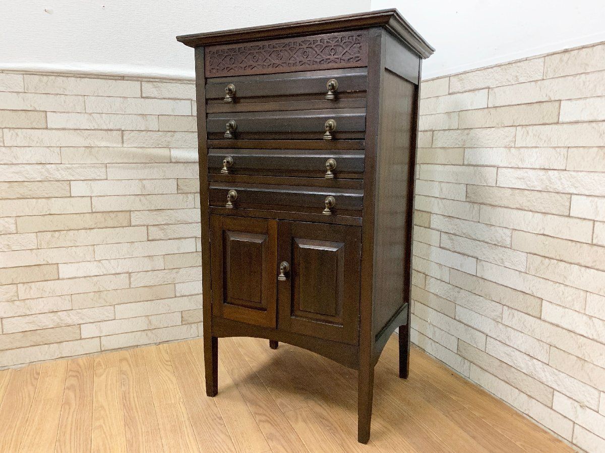 ◇英国クラシックスタイル和製ヴィンテージ キャビネット 木製 小物