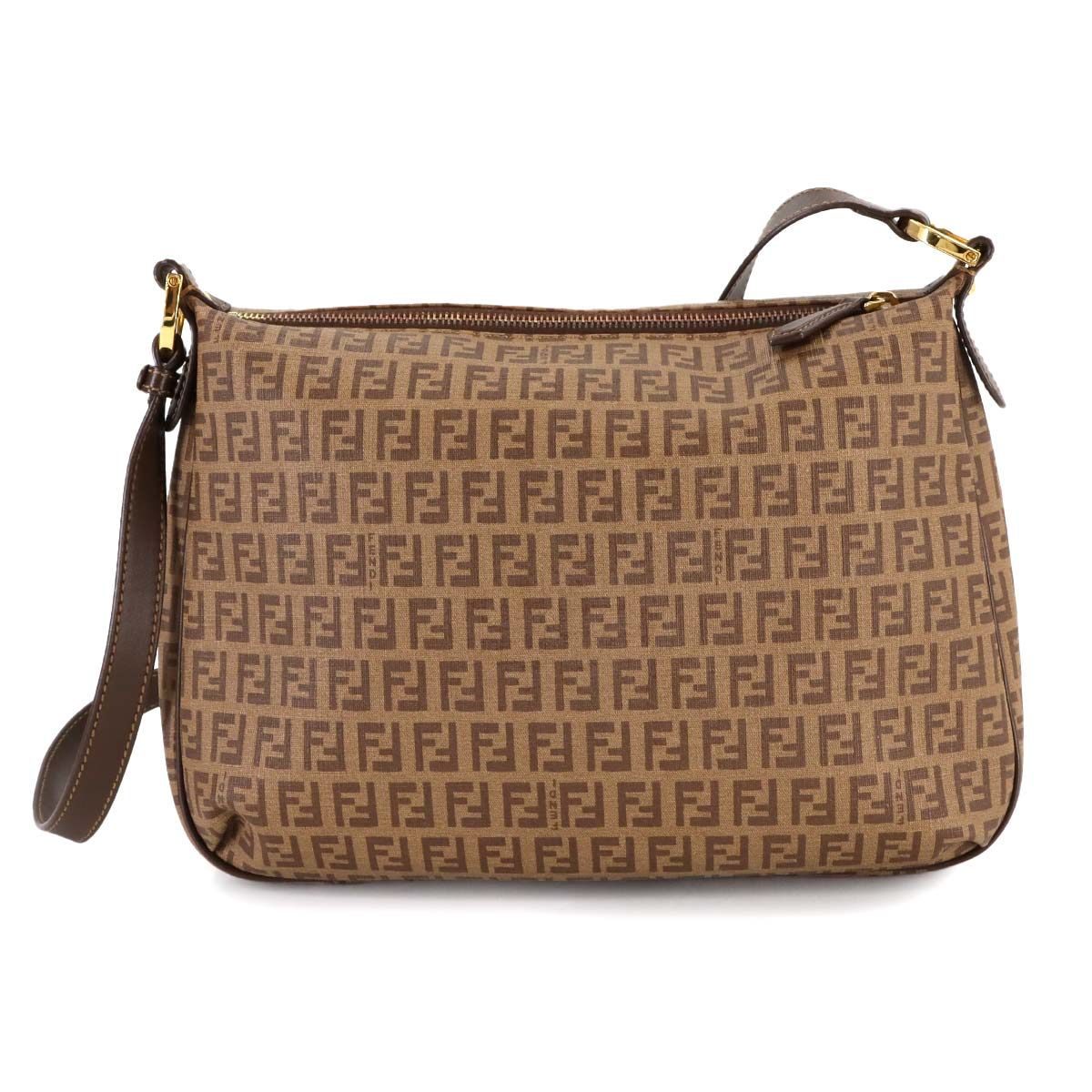 美品 フェンディ FENDI ズッキーノ ショルダー バッグ PVC レザー