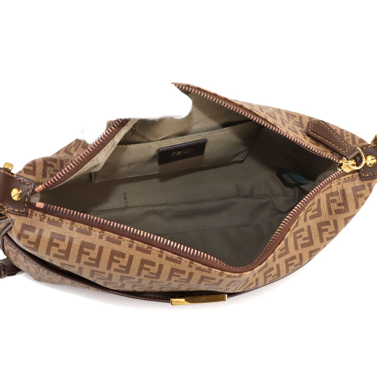 美品 フェンディ FENDI ズッキーノ ショルダー バッグ PVC レザー