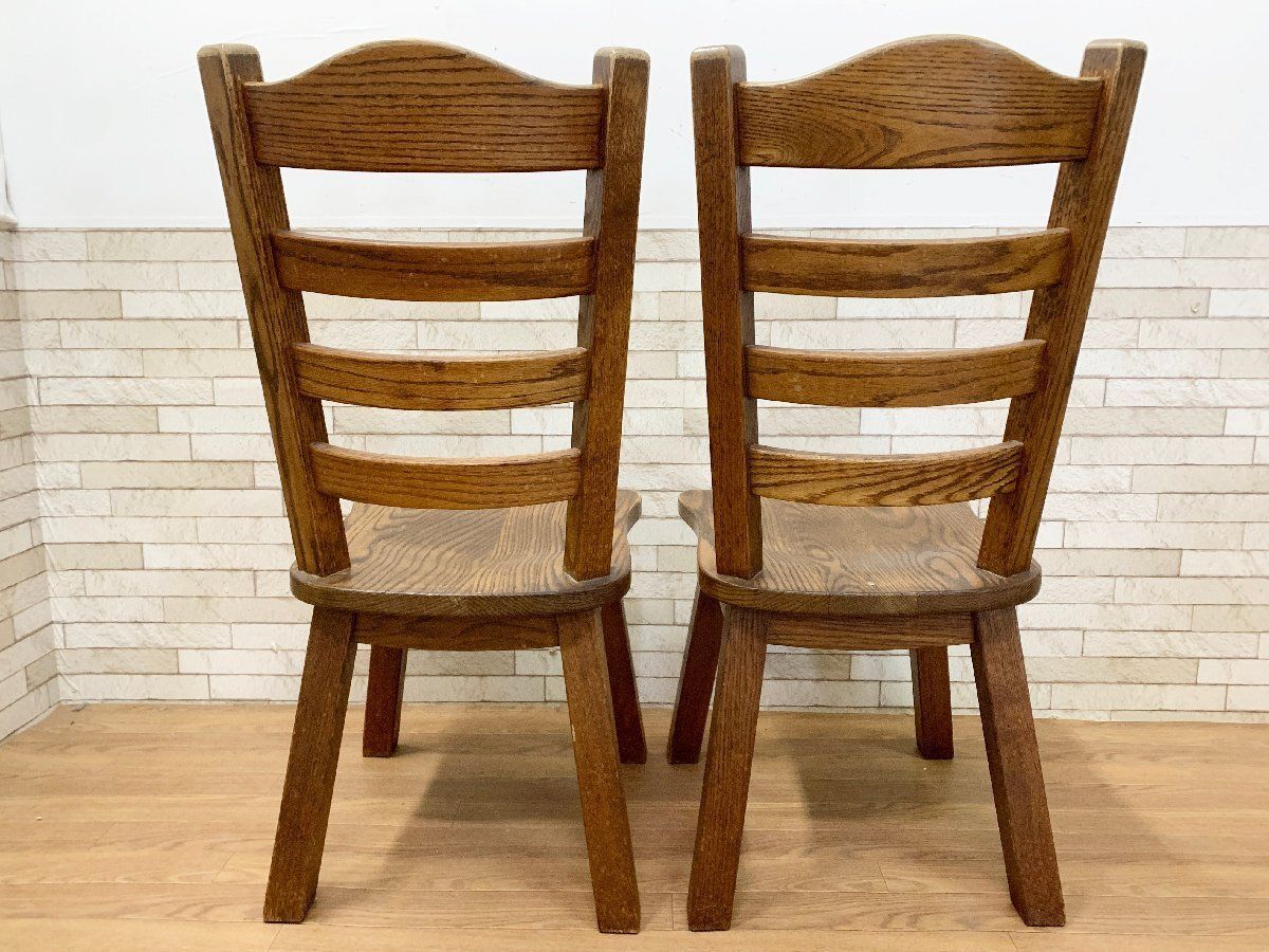 ◇オランダ家具ヴィンテージ 木製 ダイニングチェア 2脚セット オーク