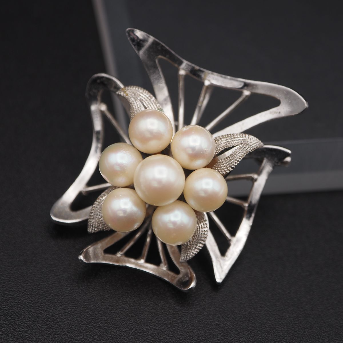 M964 本真珠 6-6.9mm7珠 パール SILVER刻印 2way ブローチ ペンダント