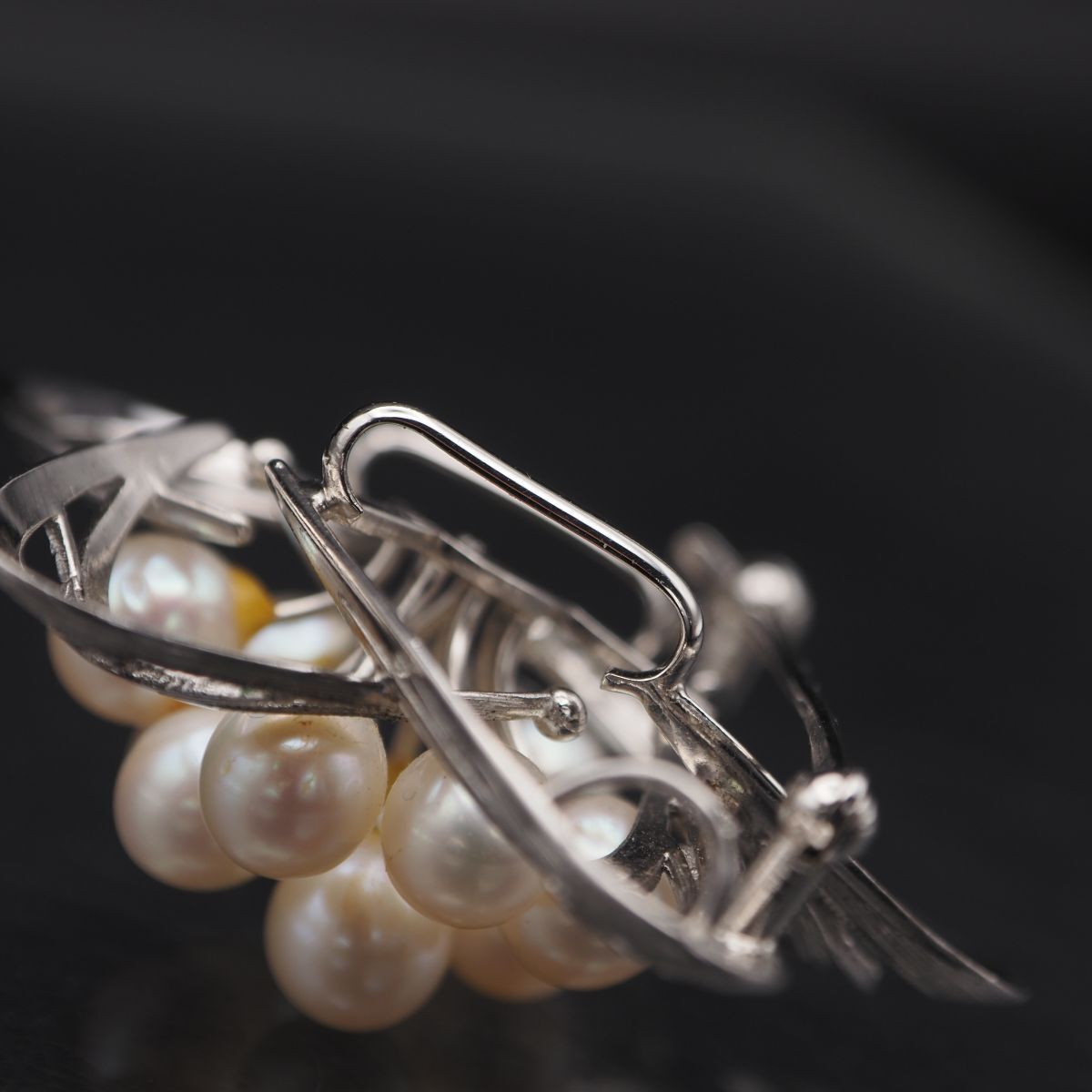 M979 本真珠 6.4mm11珠 パール SILVER刻印 2way ブローチ 帯留め