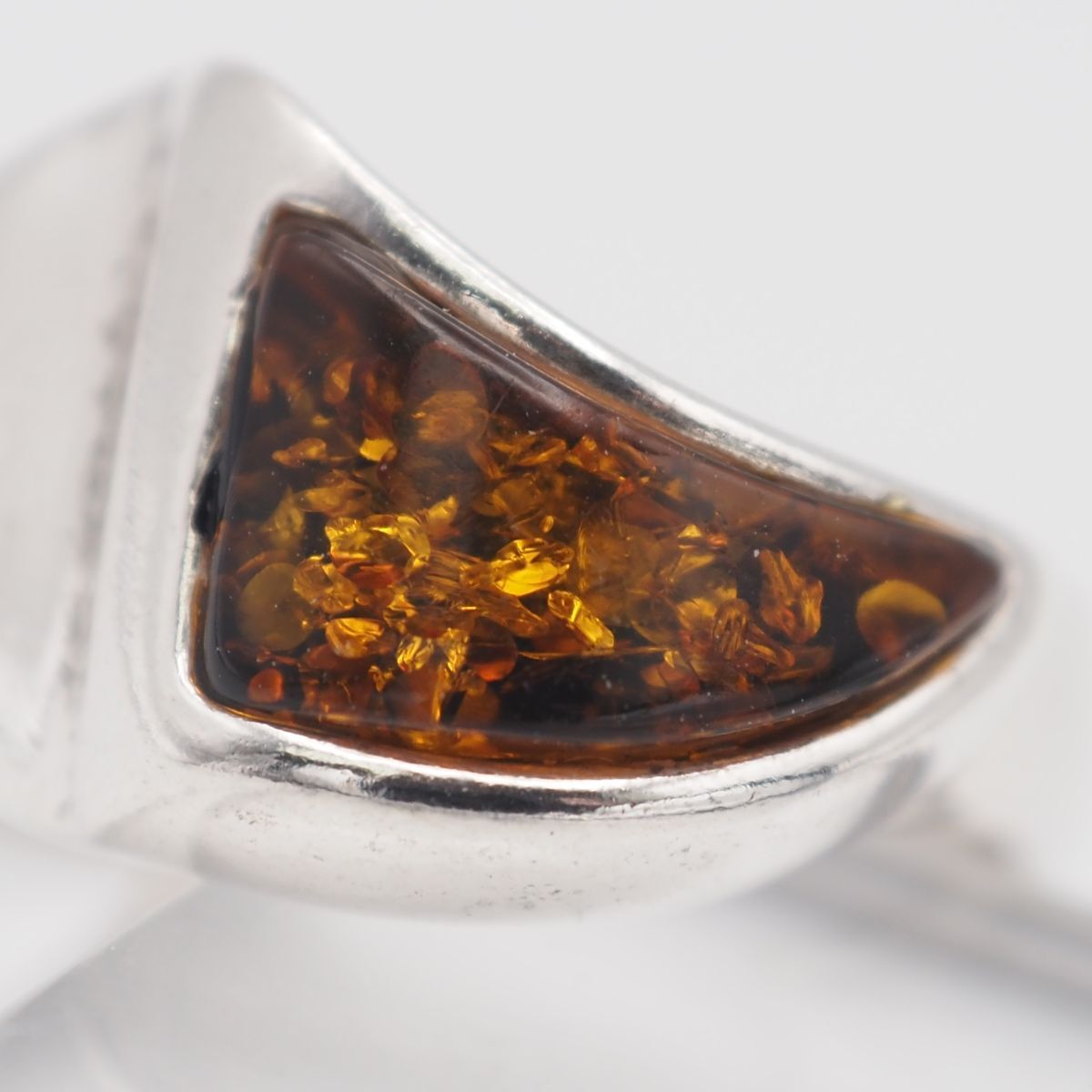 Q201 琥珀 コハク アンバー 92.5刻印 リング デザイン シルバー 指輪