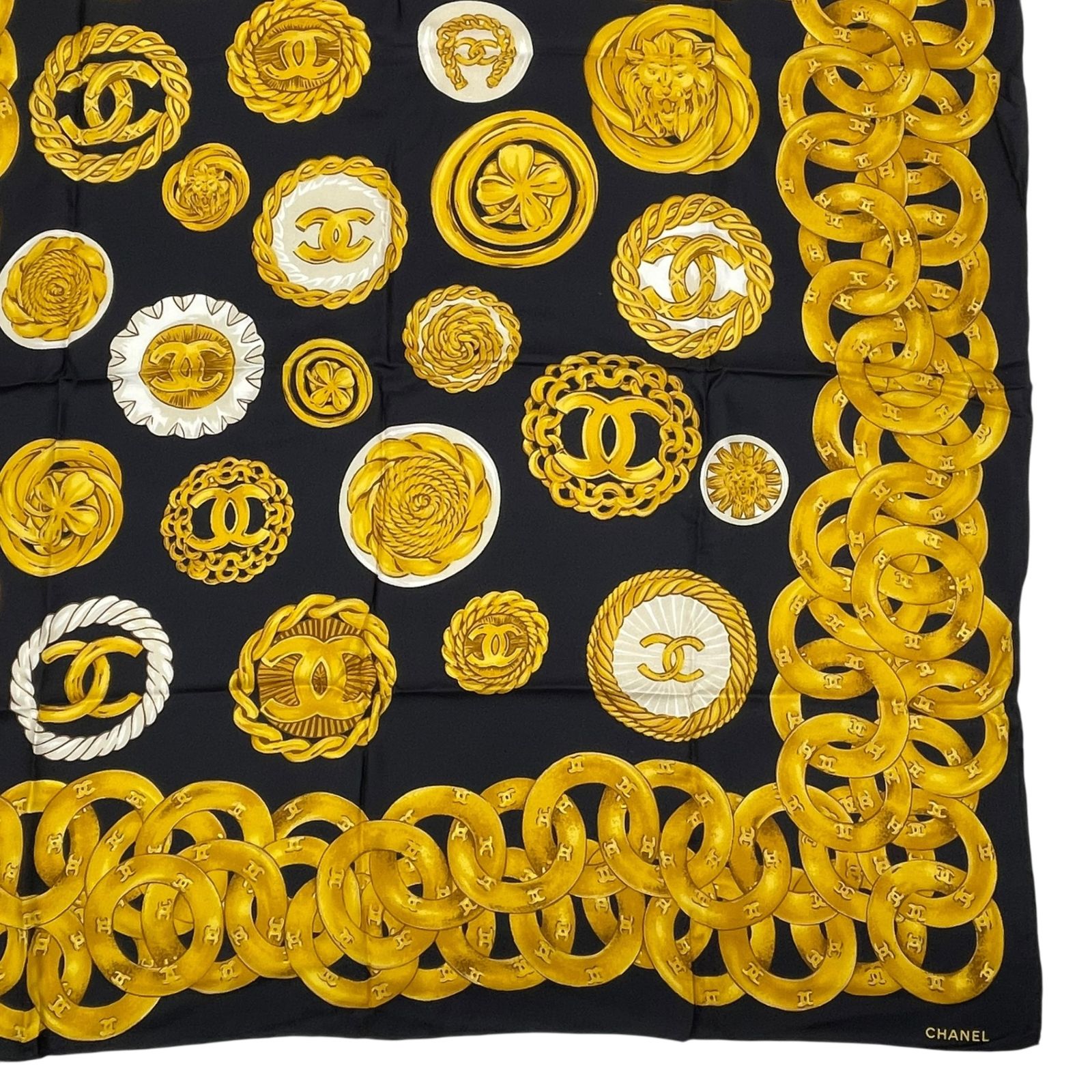 新品同様 CHANEL シャネル スカーフ シルク ココマーク チェーン