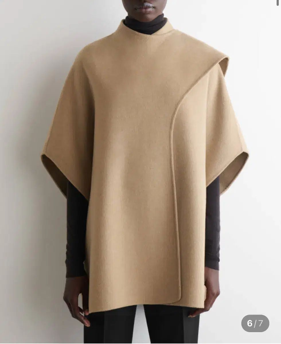 コスCOS スカーフ ケープ ウールブレンド コート ジャケット キャメル