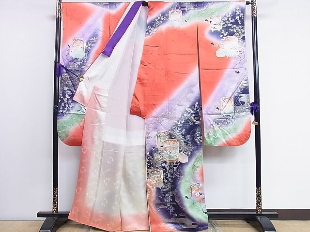 MP-00274 フランソワーズ・モレシャン 振袖 貝桶吉祥文 暈し染め 金銀