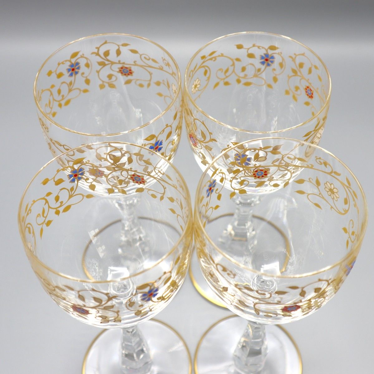 希少/美品 Baccarat オールドバカラ 草花文ワイングラス 4客セット