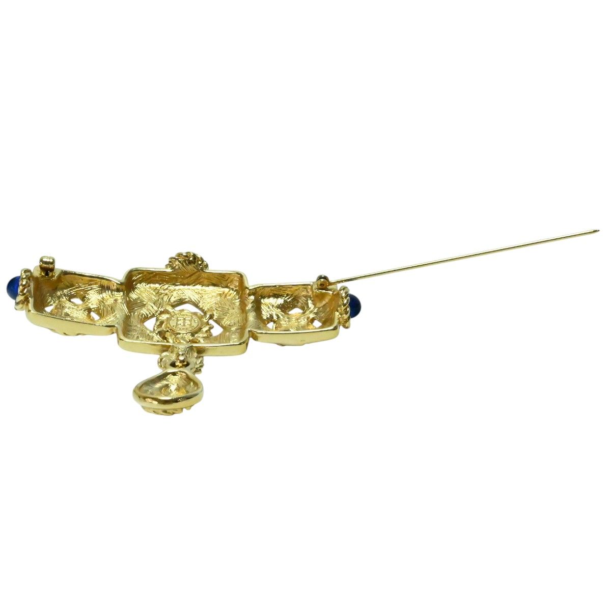 美品 GIVENCHY ジバンシー フェイクパール/カラービジュー GP ブローチ