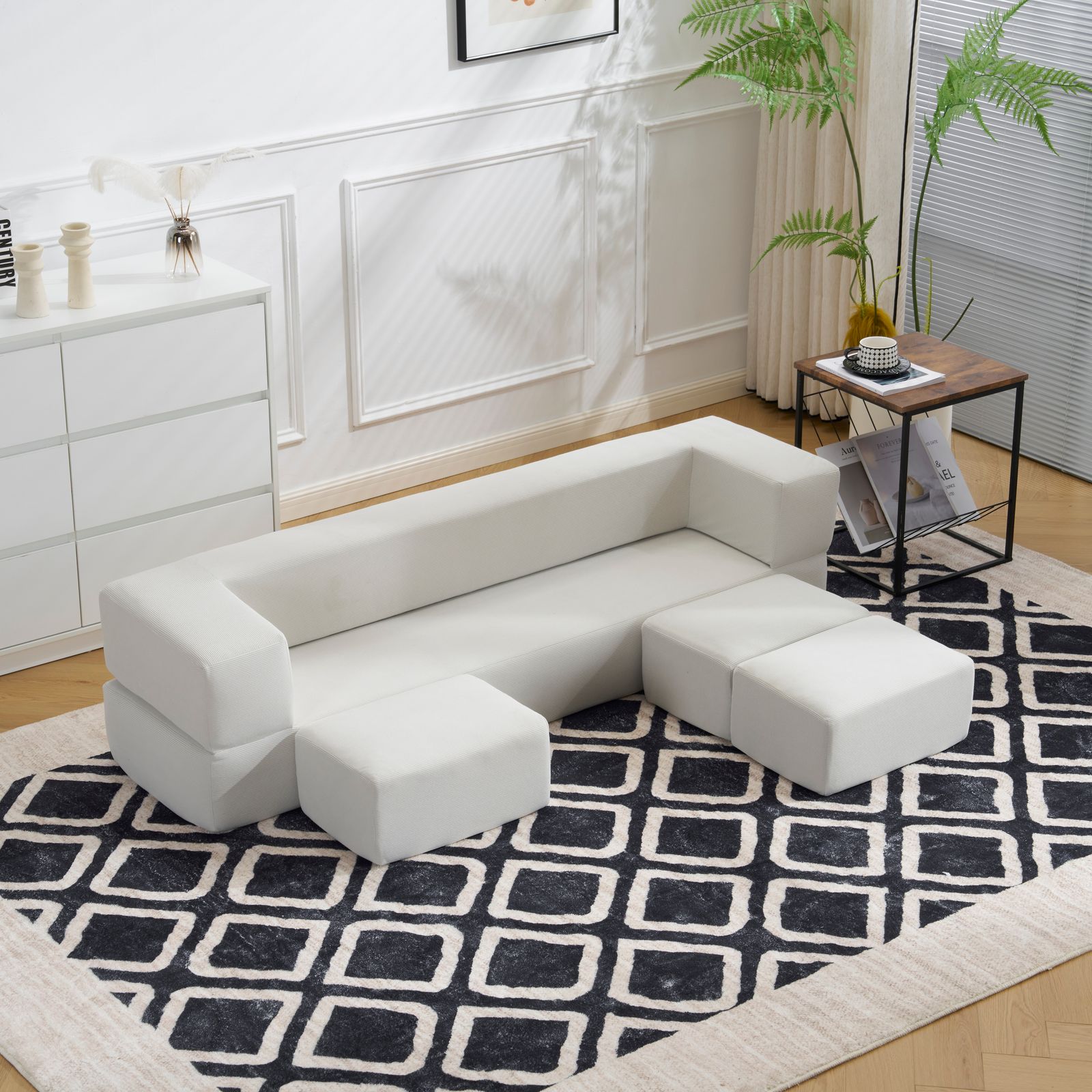 ソファベッド 最大5人掛け 5P 組立て不要 フロアソファ コンパクト