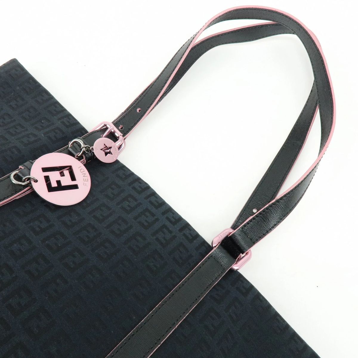 FENDI/フェンディ　バニティバッグ　ズッキーノ　キャンバス　美品 美品】 FENDI フェンディ ズッキーノ キャンバス レザー トートバッグ