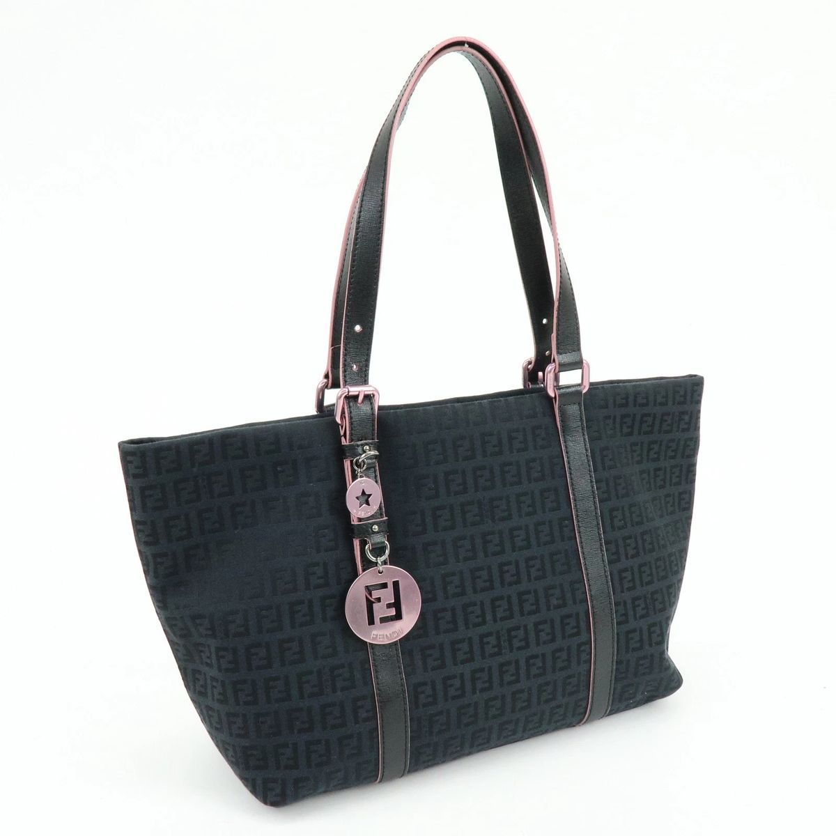 美品】 FENDI フェンディ ズッキーノ キャンバス レザー トートバッグ