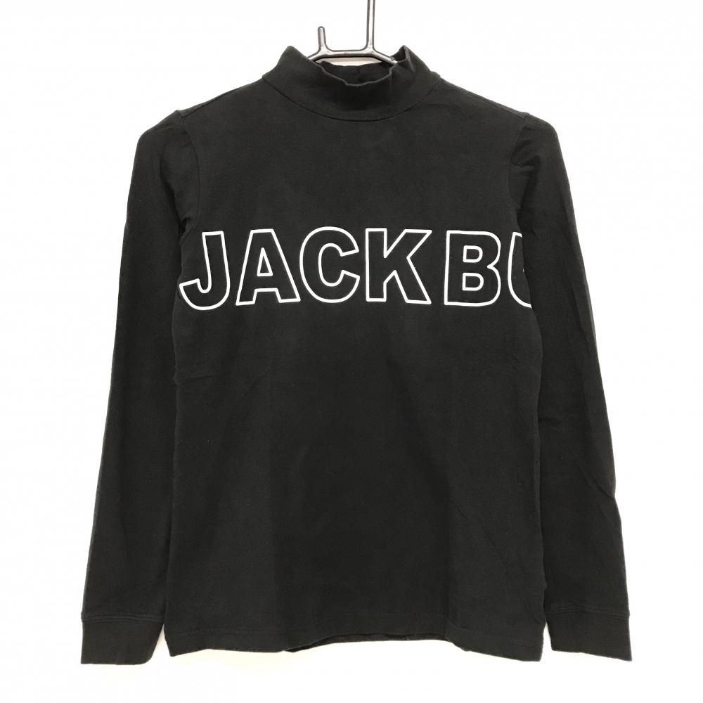 ジャックバニー 長袖ハイネックシャツ 黒×白 フロントロゴ レディース