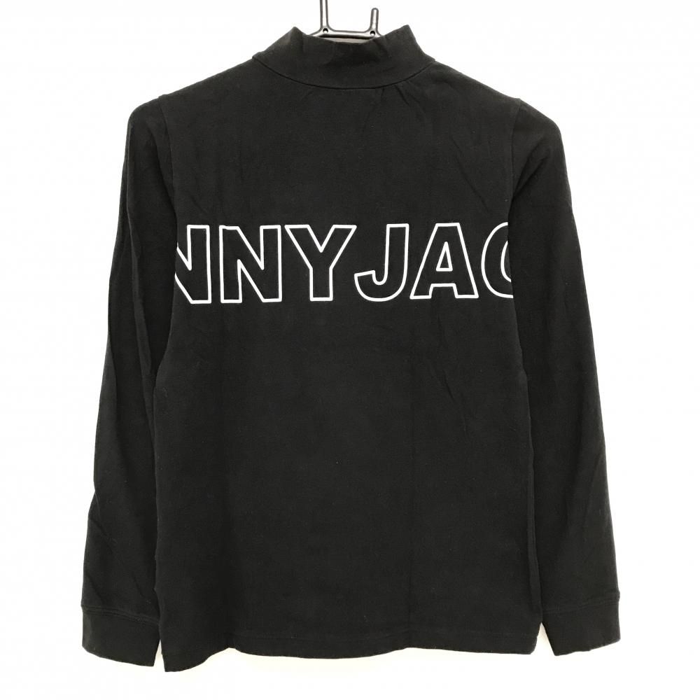 ジャックバニー 長袖ハイネックシャツ 黒×白 フロントロゴ レディース