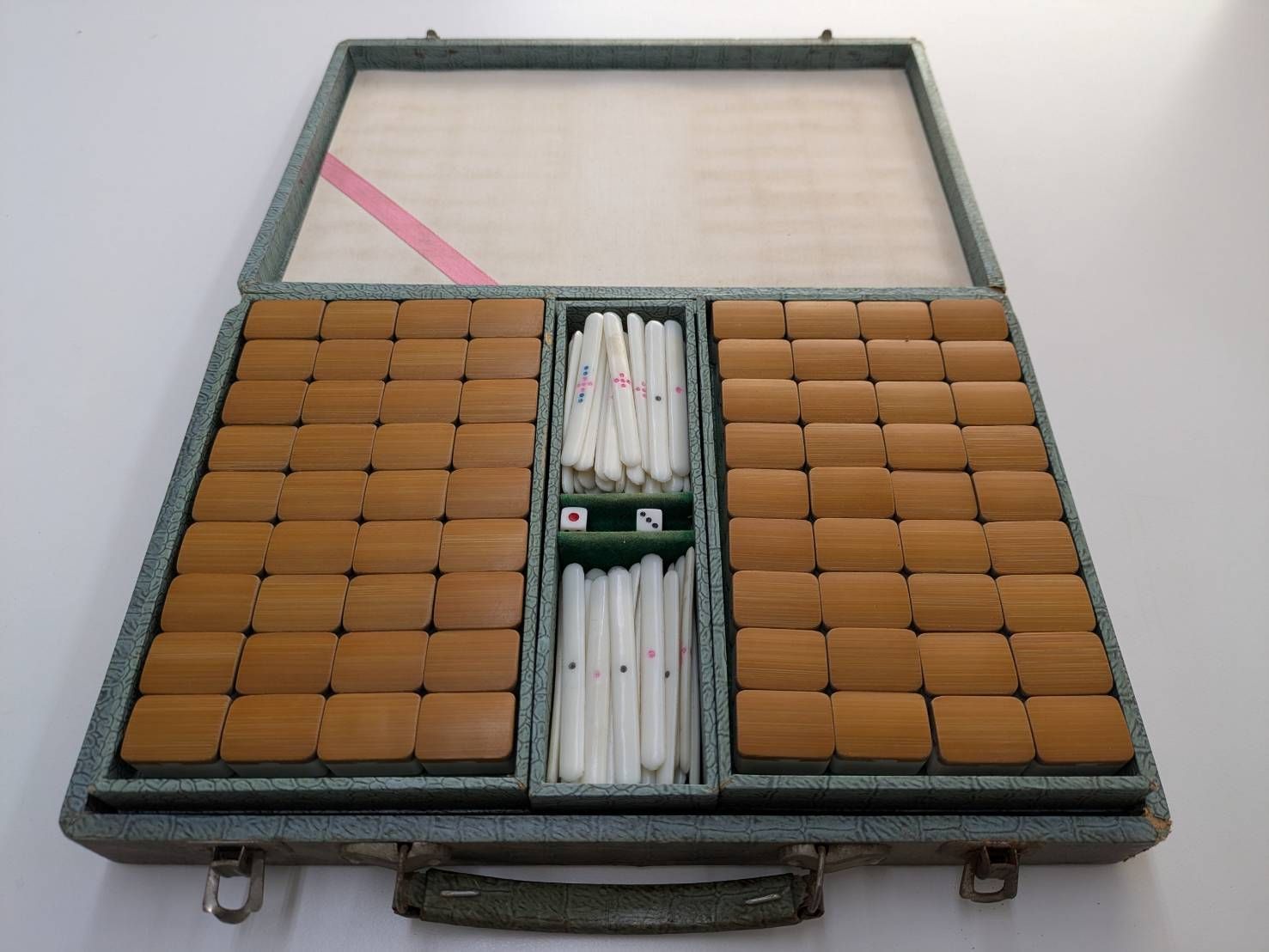 D【ヴィンテージ】麻雀セット 収納ケース付き コンパクト レトロ