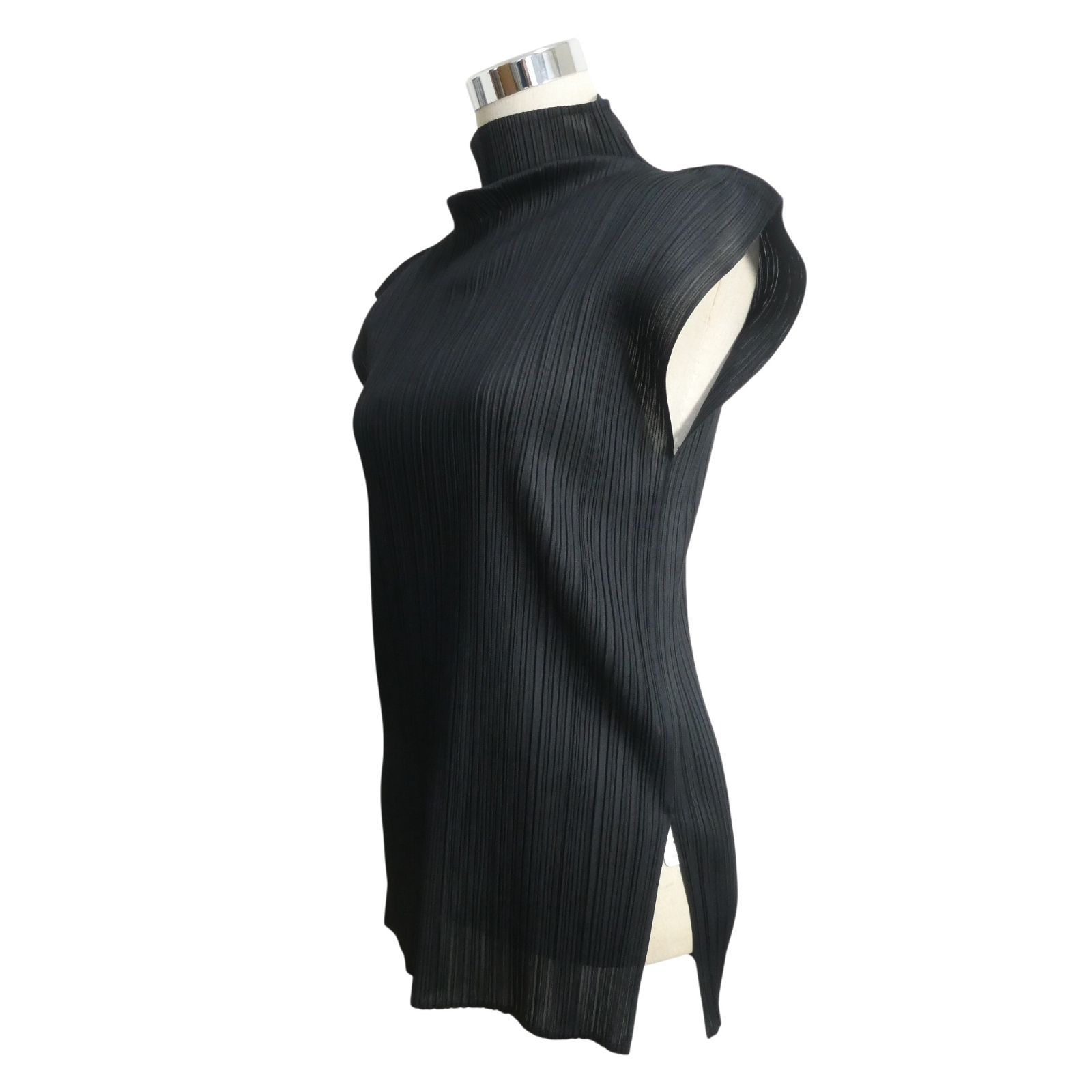 プリーツプリーズ イッセイミヤケ ノースリーブカットソーハイネック 美品 PLEATS PLEASE ISSEY MIYAKE プリーツプリーズ イッセイミヤケ