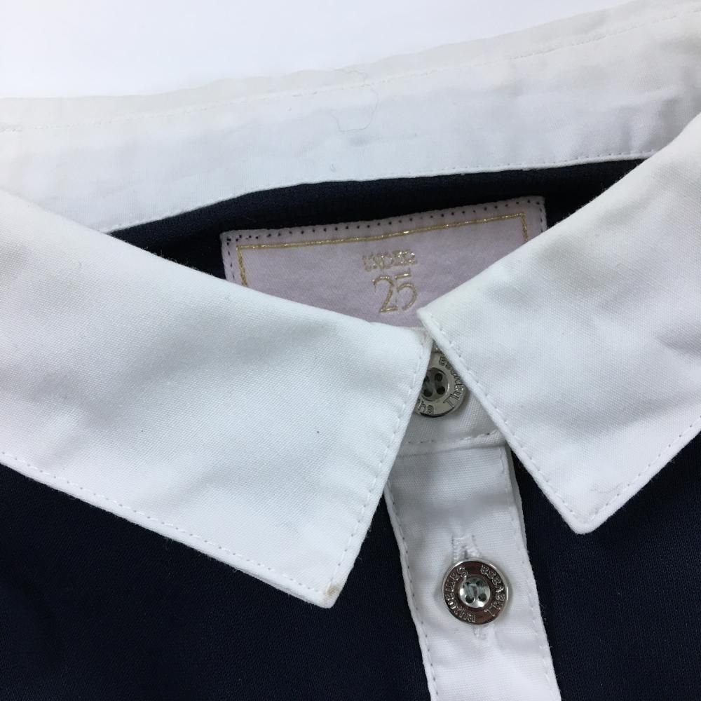 サマンサタバサUNDER25 長袖ポロシャツ ネイビー×白 バックロゴ