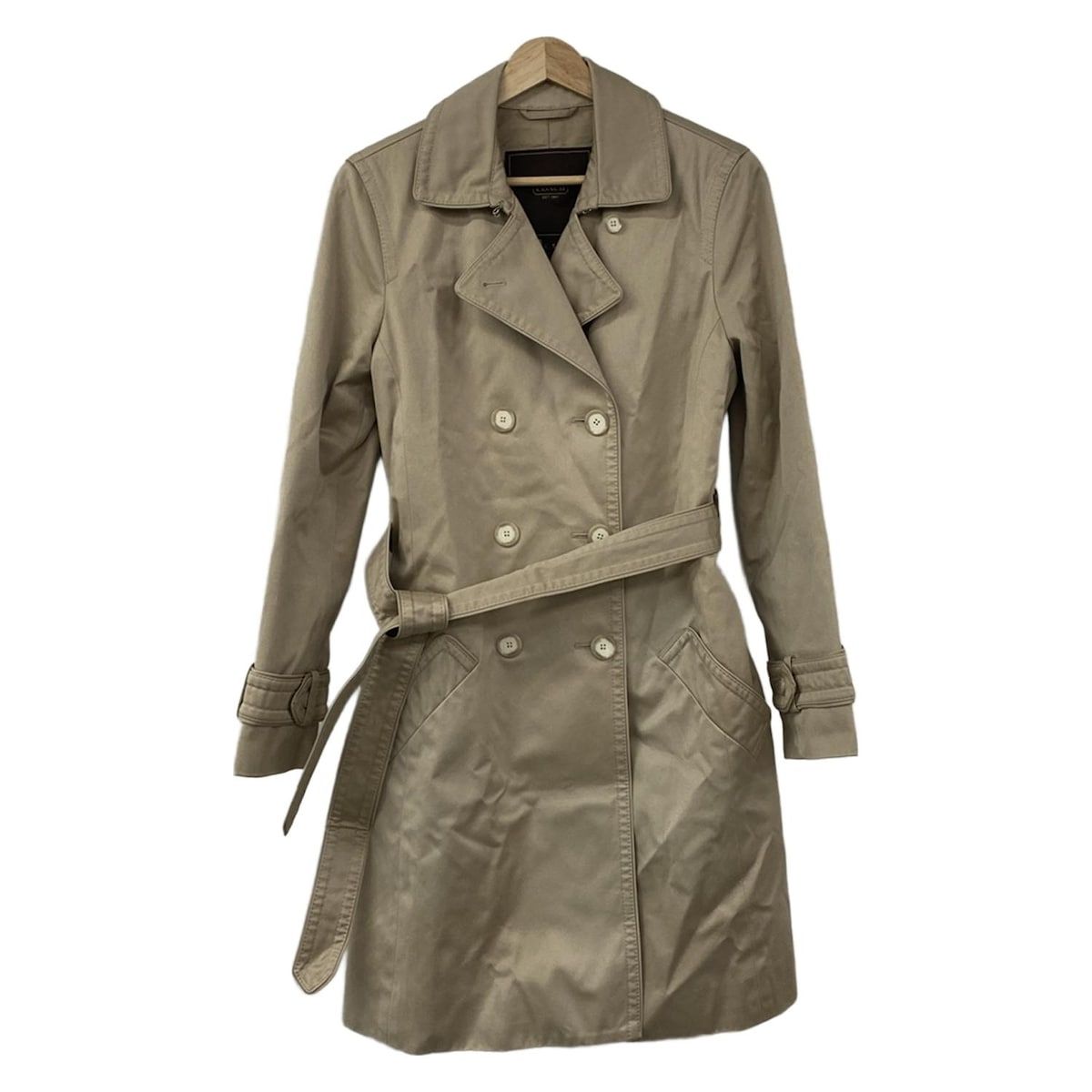 【美品】コーチ　トレンチコート　Sサイズ　ベージュ COACH(コーチ) トレンチコート サイズS レディース美品 - ベージュ