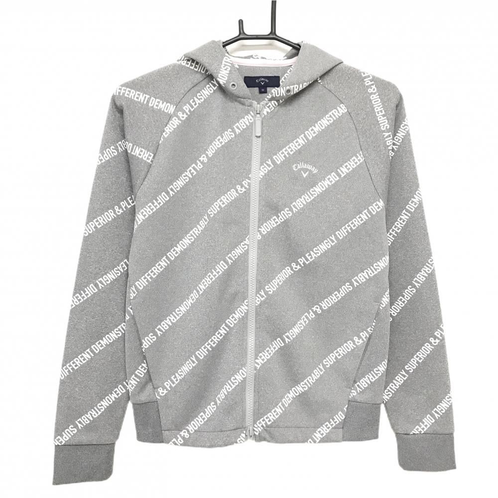 超美品】キャロウェイ ジップパーカー グレー×白 斜めロゴ総柄