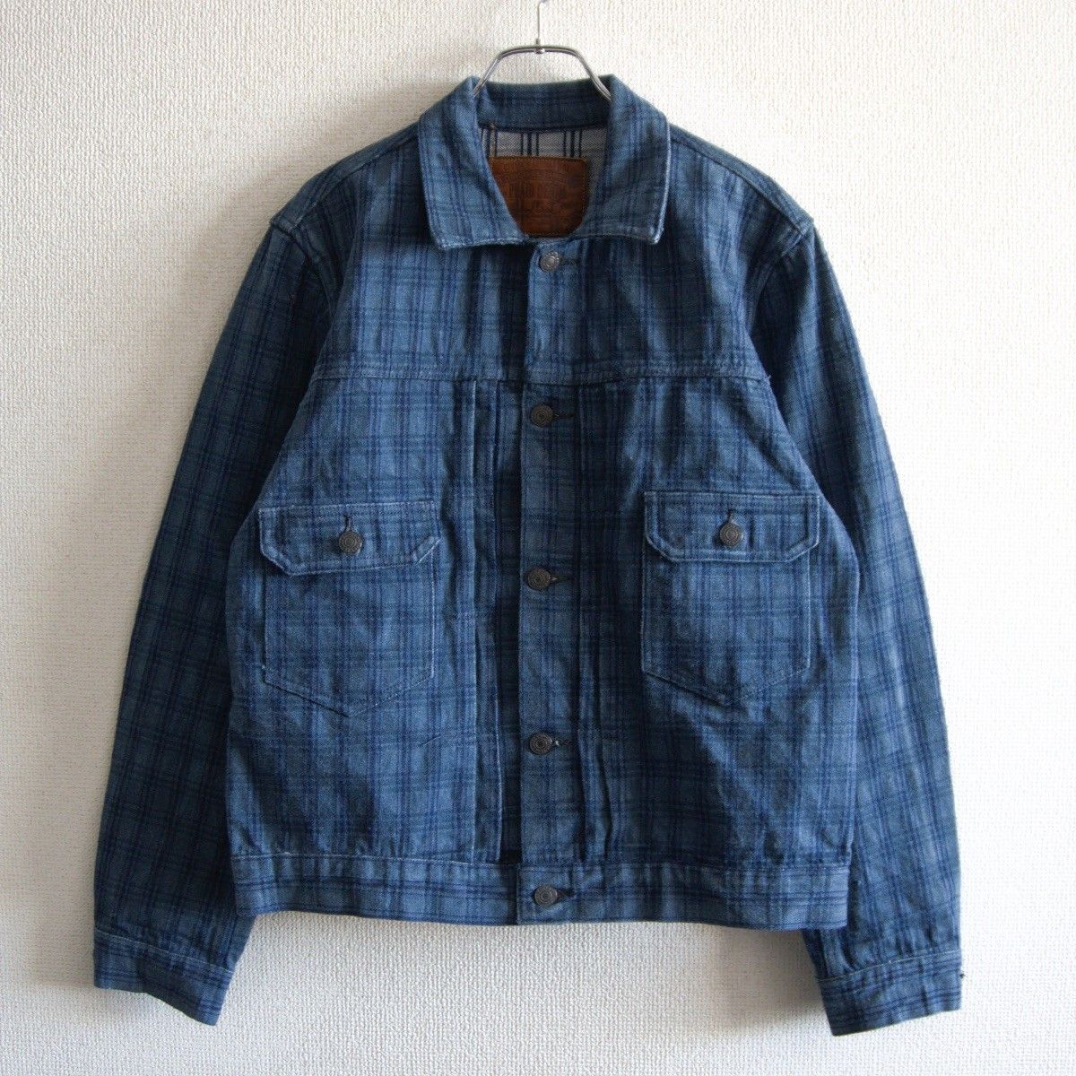 【美品】STUDIO D’ARTISAN【カセ染めチェック デニムジャケット】40 PLAID DENIM ステュディオ ダルチザン 26020011 美品】STUDIO D'ARTISAN【カセ染めチェック デニムジャケット】40