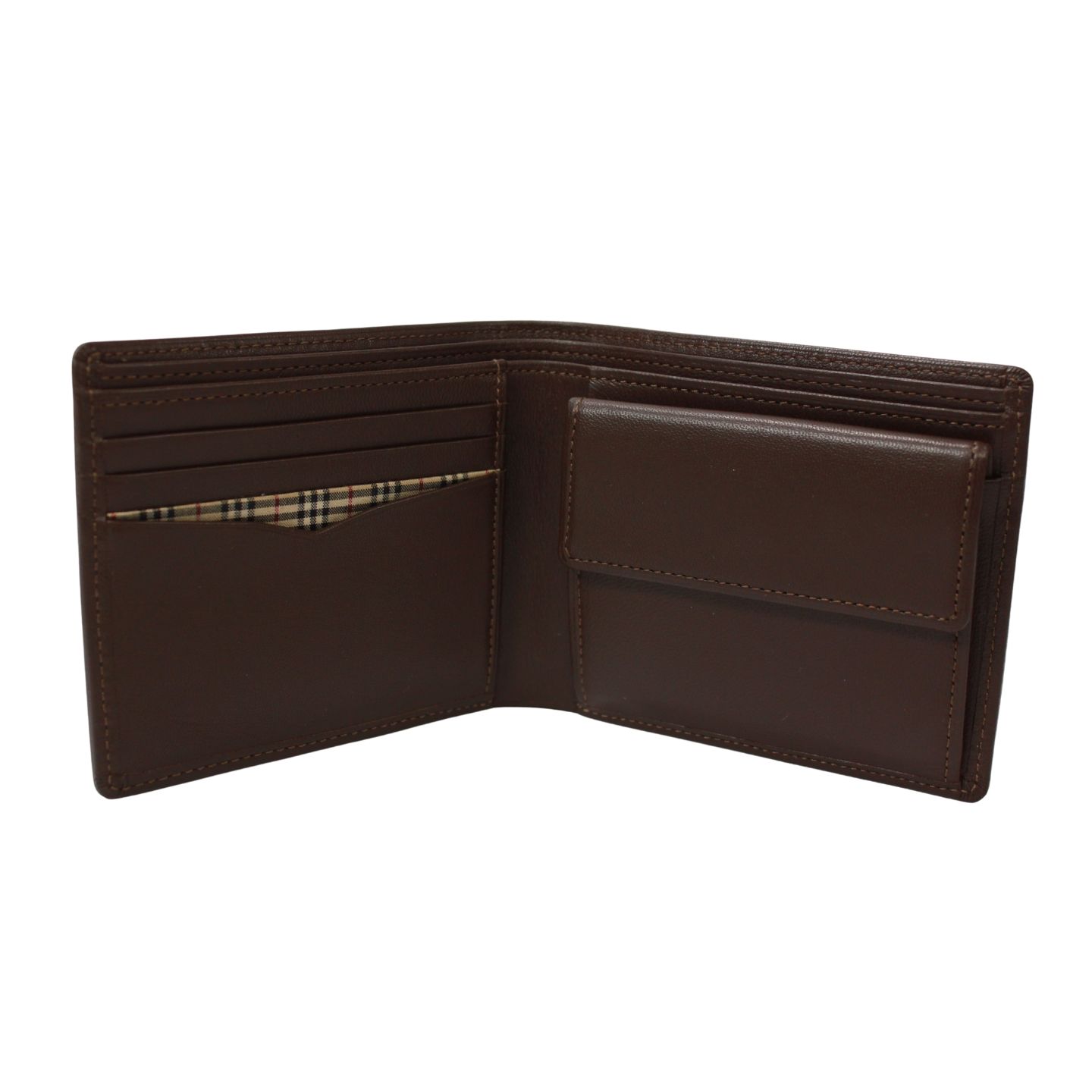 【年末年始SALE】バーバリー　二つ折り財布　レザー brown BURBERRY バーバリー 二つ折り財布 レザー ブラウン【中古】 メンズ