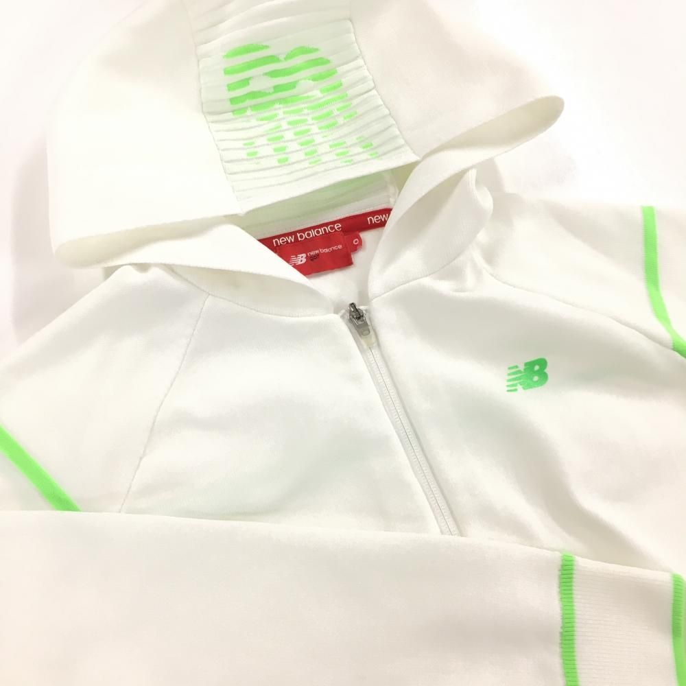 超美品】ニューバランスゴルフ ニットジップパーカー 白×蛍光グリーン
