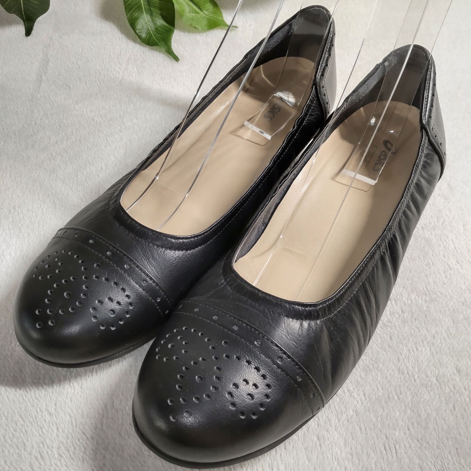 美品】asics/アシックス/PEDALA/ぺダラ レザーフラットパンプス 