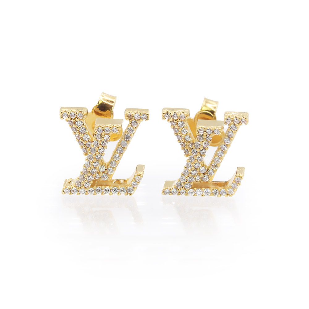 【美品】ルイヴィトン　LV モノグラム　アイコニック　ピアス　ゴールド　795 ルイ ヴィトン M00609 LV アイコニック ストラス ゴールド ピアス 箱付