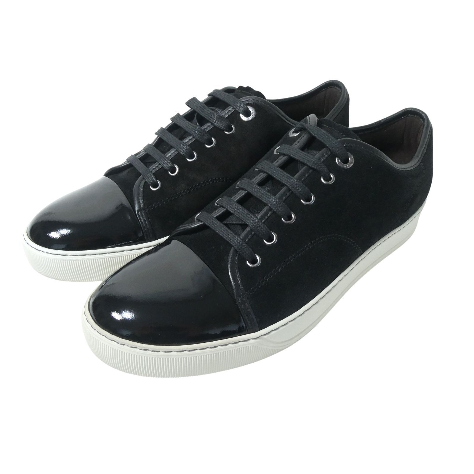 LANVIN ローカット　スエード　ブラック スニーカー 新品同様 LANVIN PARIS ランバン パリ スエード レザー×エナメル