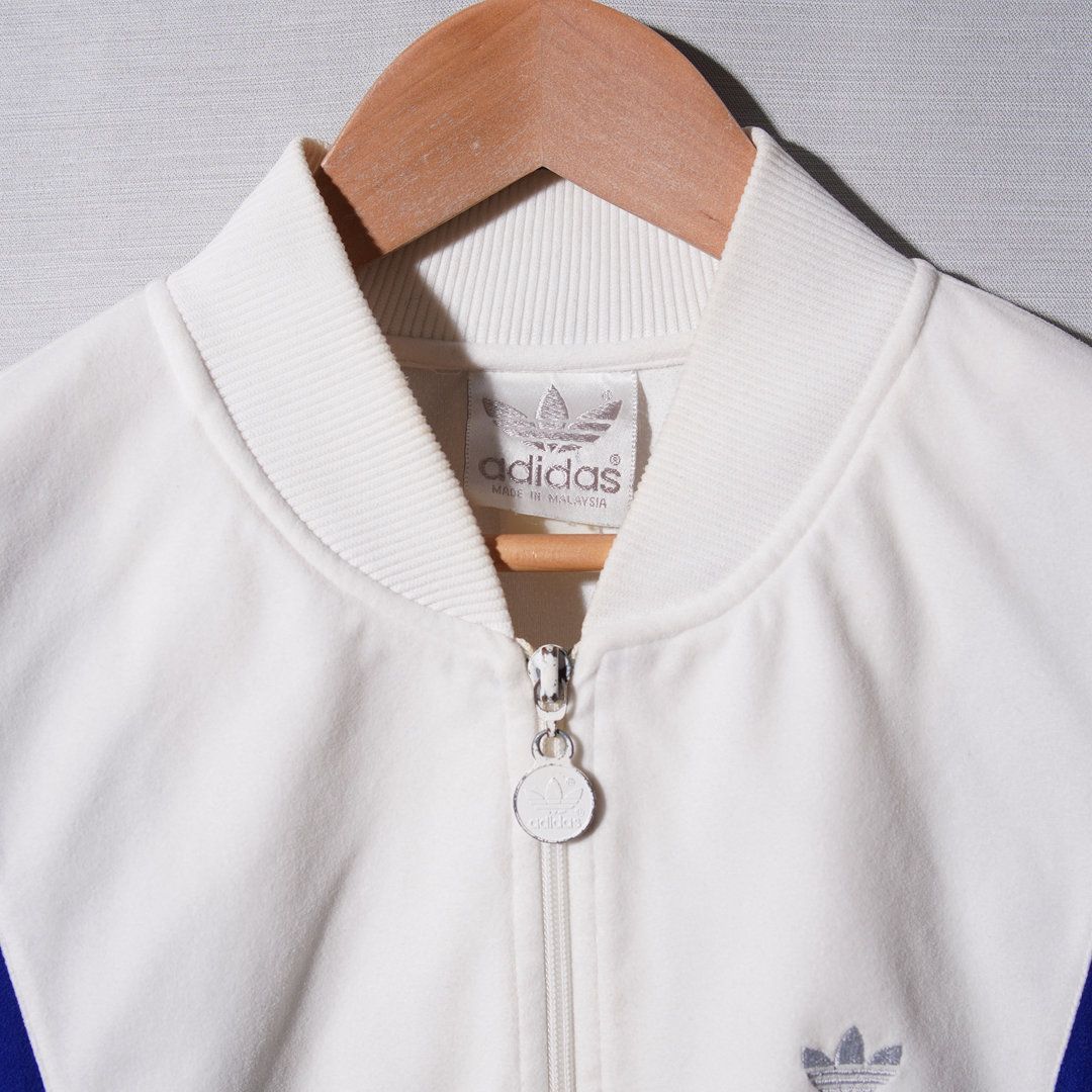 90s アディダス adidas ベロア トラックジャケット L 相当 ホワイト