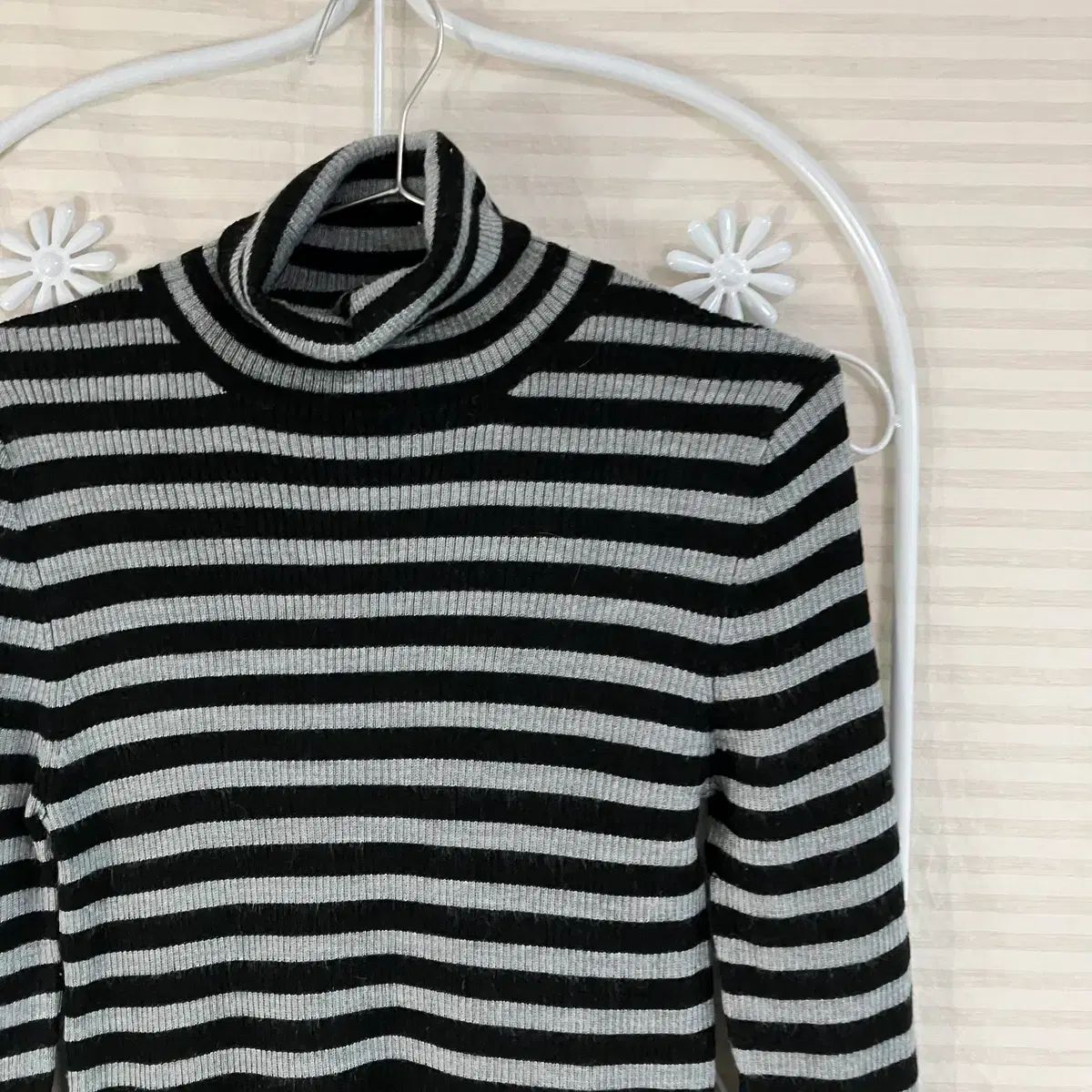 ヴィンテージ ブラック タートルネック ストライプ ニット 820 y2k