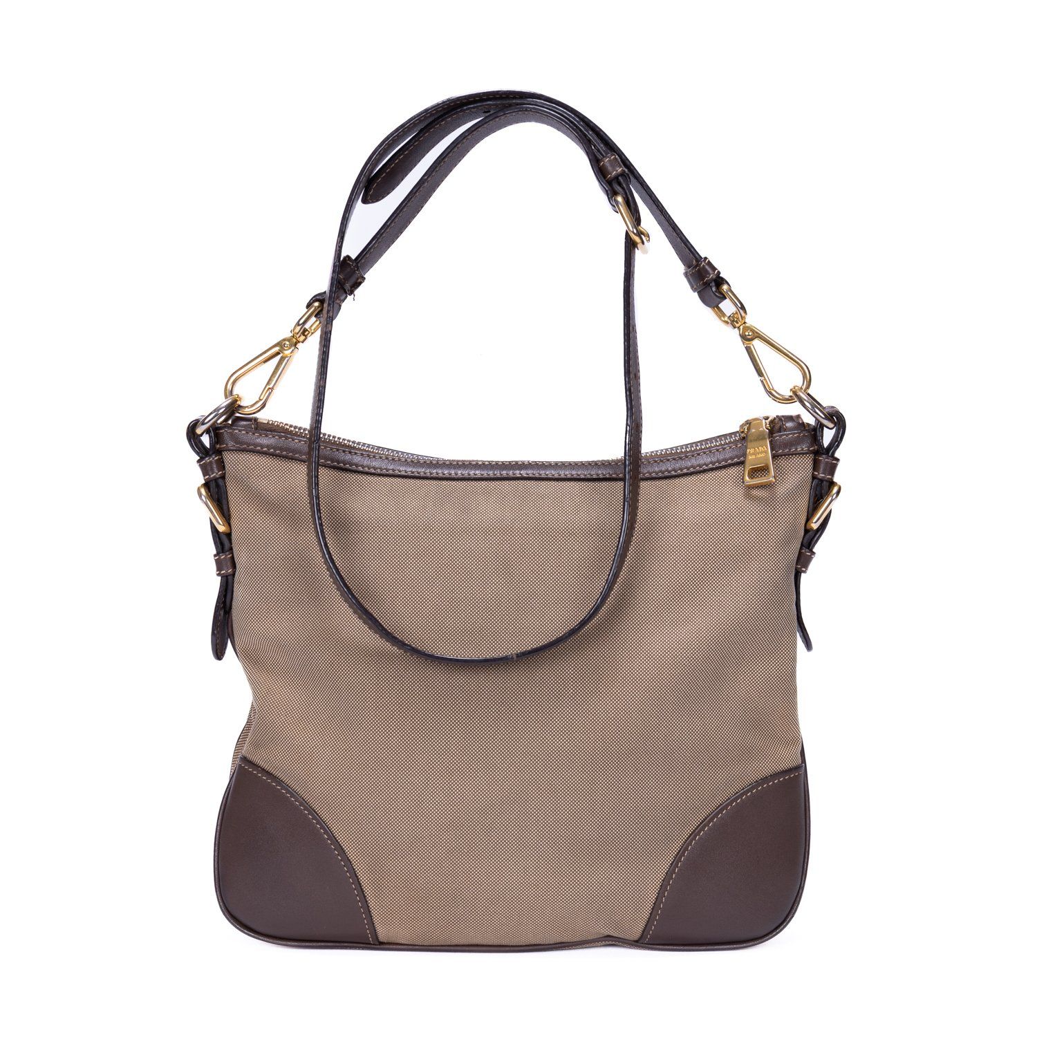 プラダ メッセンジャーバッグ ベージュ 中古] PRADA プラダメッセンジャーバッグベージュ/ブラウンジャカード