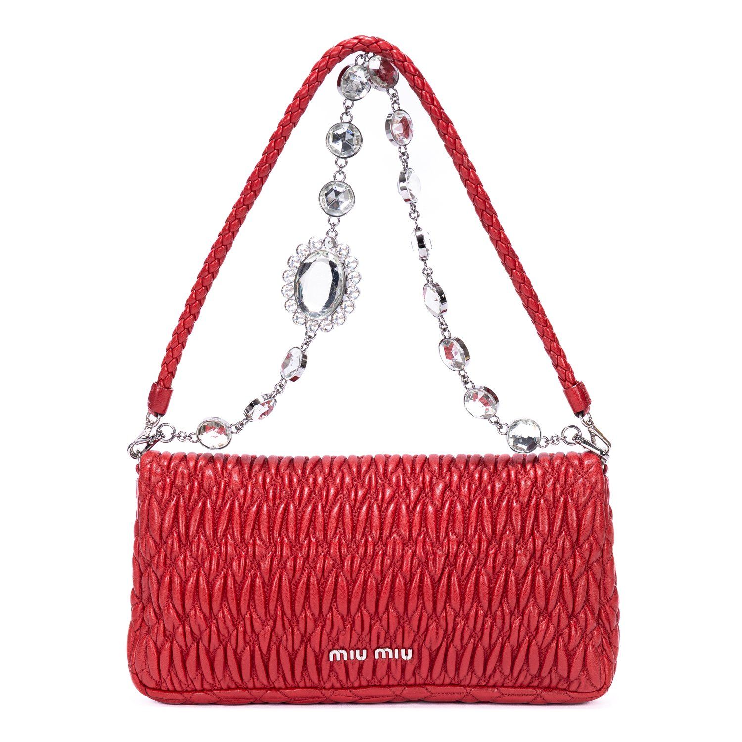 中古] MIU MIU ミュウミュウ2WAY ショルダーバッグ赤ナッパゴーフル