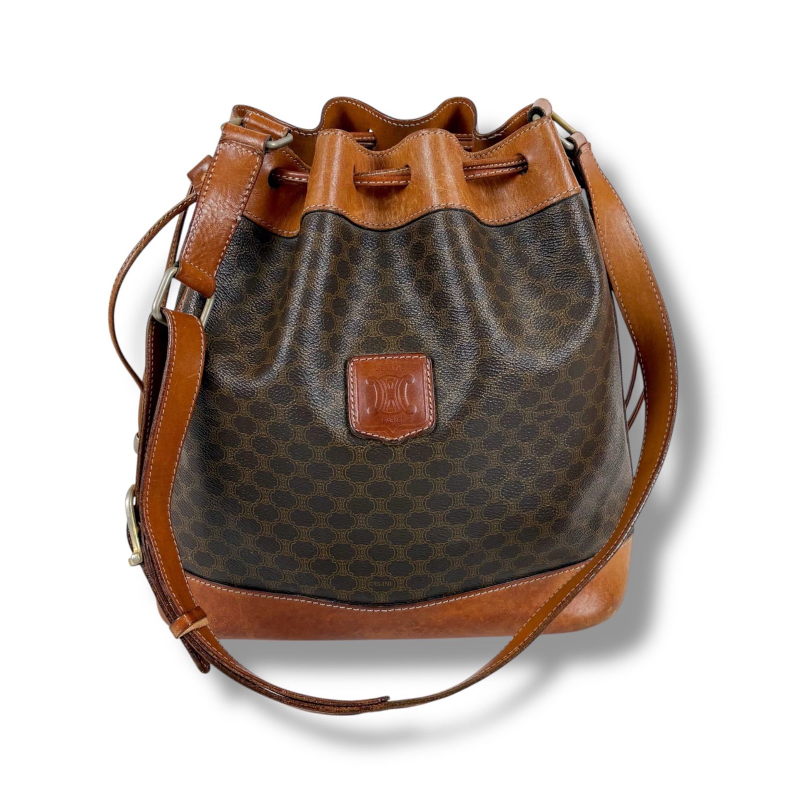 セリーヌ CELINE 巾着型 ショルダーバッグ マカダム柄 PVCレザー