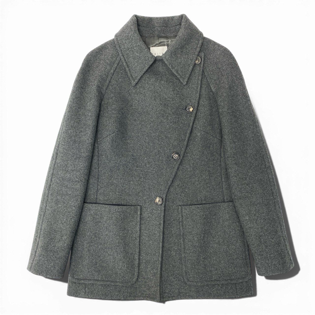 47b4 【美品】 Vintage CELINE セリーヌ ステンカラーコート ウール
